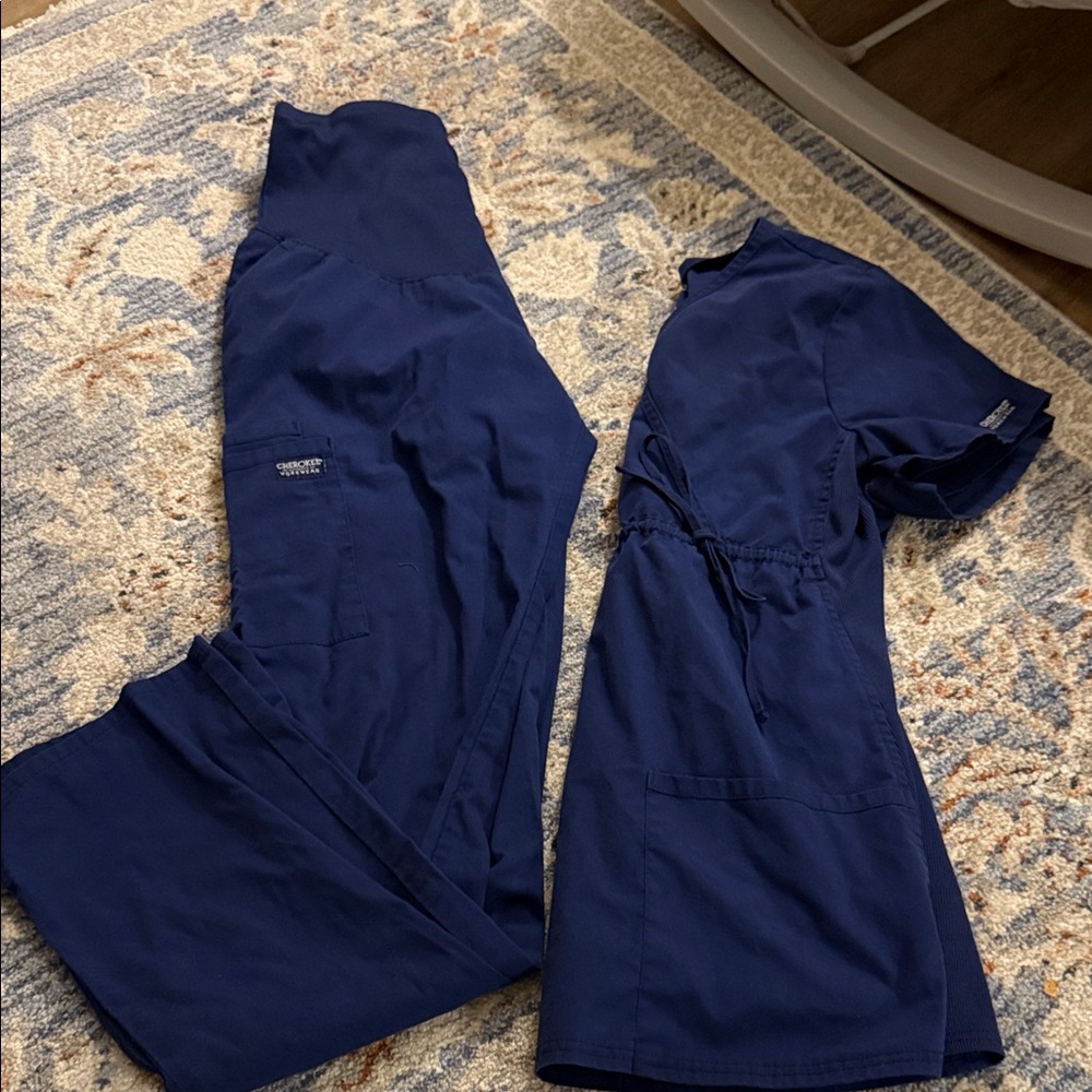 Cherokee Navy Blue Scrub Top and Pants Set